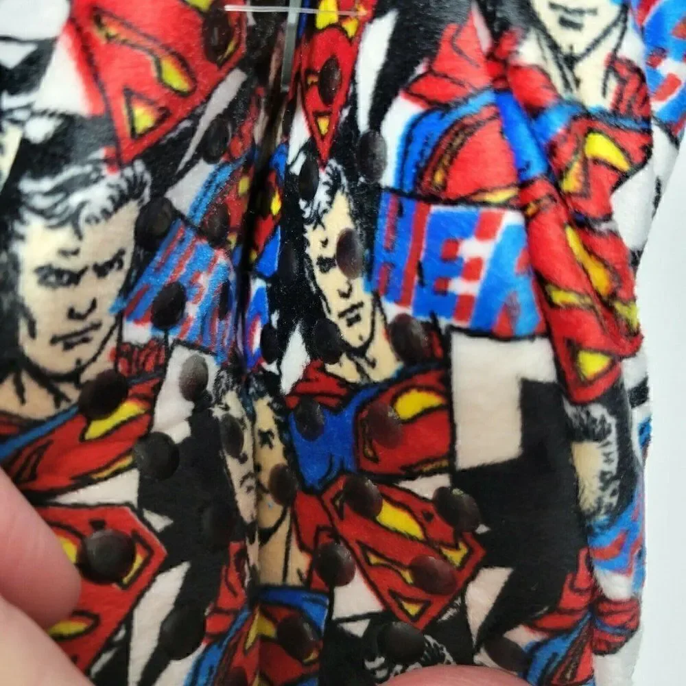 Superman Slipper Socks Child S/M Shoe Sz 8-13 Hero Superhero Fuzzy Babba NEW‎